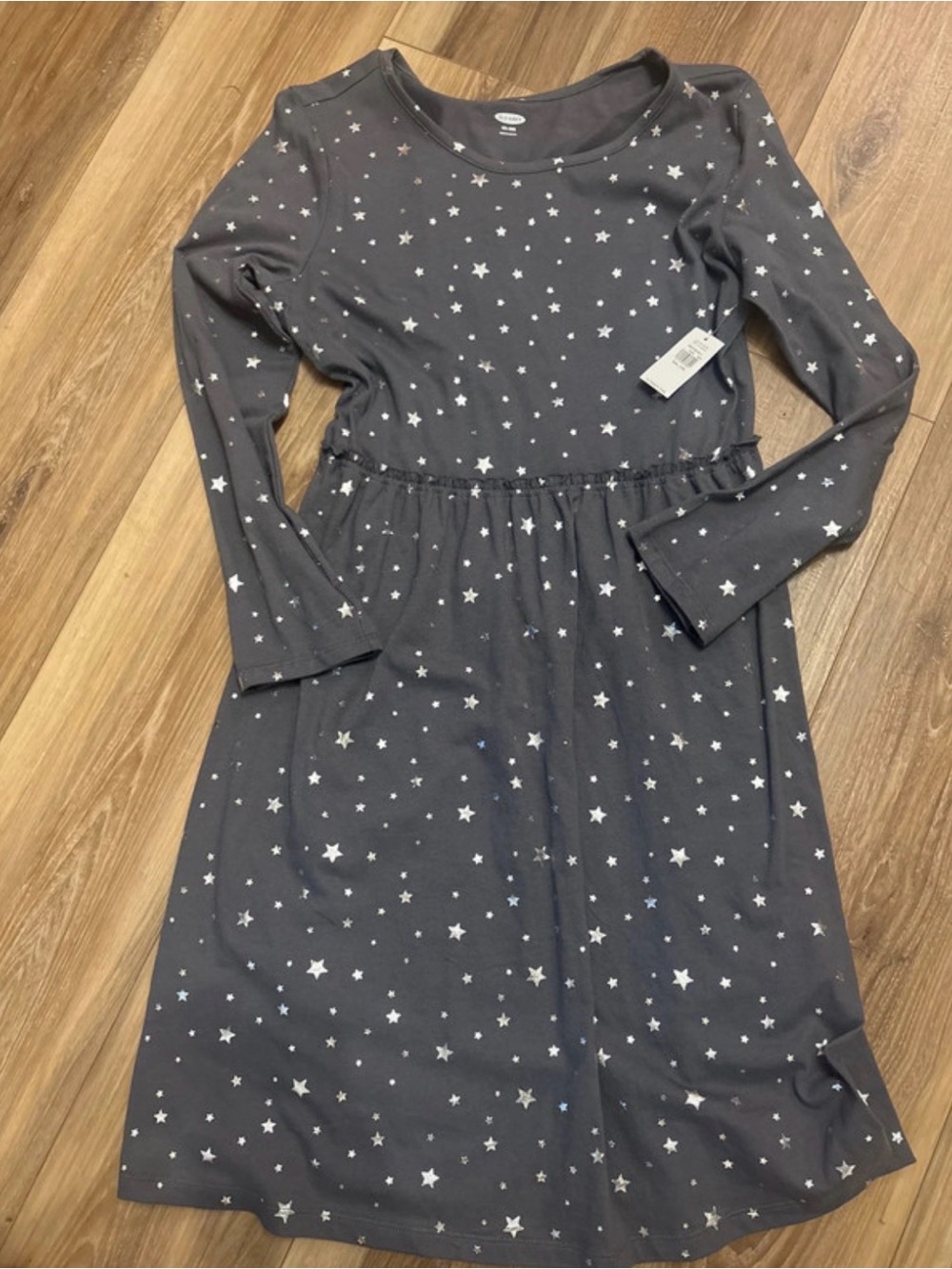 Old Navy Charcoal Star Print Long Sleeve Dress